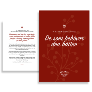 Sackeus i samarbete med Stadmissionen Göteborg skänker julgåvor till barn i utsatta familjer i Göteborg.